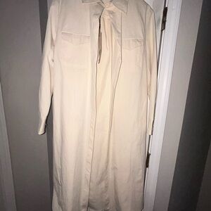 Cream Long Sleeve Shirt Dress